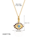 Detailed size specifications of 18K gold evil eye pendant necklace with blue center stone - Yellow Enamel Blue Zirconia