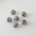 Hollow 18K gold cloisonné enamel flower beads for DIY jewelry making and bracelets - 20# Four-leaf Round Bead 10mm / 1 Piece