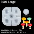DIY translucent silicone mold with various mushroom shapes for fondant cake decoration - Large (B901) / 9.5 x 9.5 x 1 cm / Clear