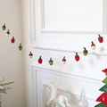 Handmade wool felt acorn garland in red, green and cream for festive home decoration - 3CM Small Pine Cone String