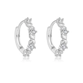 925 sterling silver geometric rhombus hoop earrings in silver with clear sparkling stones - 925 Silver / Silver Style (MME1170-1)