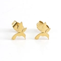Λεπτομέρεια από χρυσά σκουλαρίκια πουλιά 14k από ανοξείδωτο ατσάλι σε λευκό φόντο - Χρυσό Σχήμα Πουλιού (ZE465G)