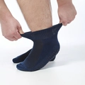 Dark blue diabetic socks with non-slip grips featuring elastic loose top for comfort - Navy Blue