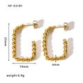 Gedrehte geometrische goldene Creolen aus Edelstahl mit Maßen 33mm x 19mm für Damen - Gedrehter Rechteckiger Creolen-Stil (HF-E3181)
