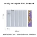 5-cavity rectangular bookmark silicone mold with precise dimensions for DIY resin casting - 5 Cavity Rectangular Blank Bookmark Mold