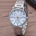 Three-dial quartz men's watch with silver steel band and white dial PRC 200 model - Type A White Dial