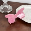 Haarklammer aus rosa Acetat mit Marmor-Effekt im eleganten Schleifen-Design - 8.5cm / Rosa