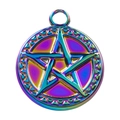 Pendentif étoile en acier inoxydable 304 arc-en-ciel avec bord texturé pour bijoux DIY - Coloré