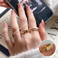 Adjustable golden layered ring set with white glaze and sparkling zircon accents - JZ9997 Gold Splicing S925 Mark Ring