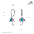 Dimensiones detalladas de los pendientes de paraguas en plata S925 con esmalte rosa - Plata 925 / Plateado