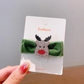Fermaglio natalizio con fiocco in velluto verde scuro e corna di renna marroni glitter - Fiocco Babbo Natale Verde