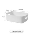 White small rectangular plastic desk organizer box with handles, 20.5x15x7cm size - Small / White