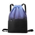 Blue and black gradient drawstring sport backpack with side pockets and front zipper - Blue & Black Gradient