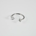 Stainless steel horseshoe piercing ring with 3mm cubic zirconia stones on white surface - Heart CZ Horseshoe Ring / 1.0x8mm / Steel