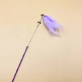 Purple feather cat teaser wand with sequins handle, bells and pearls for pet interaction - Purple Fairy Feather