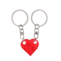 Red heart-shaped brick keychain pair for couples with interlocking building block pieces - Red