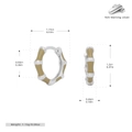Detail showing dimensions and specifications of silver bamboo style enamel hoop earrings - 925 Silver / Turquoise Green