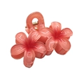 Pink gradient plumeria hair claw clip with a glossy finish and strong gold metal spring - Double Plumeria [Red]