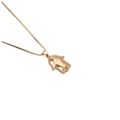 Golden Hamsa Hand necklace with Virgin Mary pendant and sparkling zircon inlays - Hamsa Hand Virgin Mary
