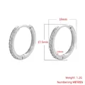 Detailed view of 18mm silver hoop earring featuring micro-pave white zircon inlay - 1 Pair / VE1055 Platinum 18mm