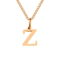 Minimalist rose gold stainless steel necklace featuring a vertical letter Z pendant charm - Letter Z / Rose Gold