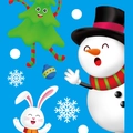 Christmas window decals set featuring cartoon snowman, tree, and rabbit for holiday glass decor - Z-03 (Approx 30*20cm)