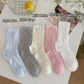 Ademende mesh gebreide kousen voor dames in vijf pastelkleuren voor de zomer - Eén maat / Lichtblauw