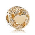 Luxurious gold-plated bead charm with crystal-encrusted heart and swirl hollow pattern - 005-Swirl Heart Zirconia