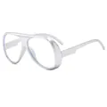 Modern oversized silver matte cycling glasses with futuristic wrap-around frame design - Silver Frame Clear Lens