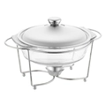 Goldenes Buffet-Chafing-Dish mit hitzebeständiger Glasschüssel und Metalldeckel - 2.0L Rund Linien Silber