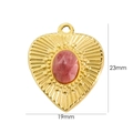 Maßangaben für Herzanhänger mit rosa Stein, 23 mm Höhe und 19 mm Breite im Detail - Rhodonit
