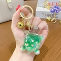 Llavero de tortuga con arena movediza líquida verde y lentejuelas de cerezo - Verde
