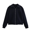 Giacca autunnale da donna con chiusura a zip e spalline in blu navy scuro - XS / Blu navy