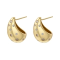 Elegant gold-plated teardrop stud earrings with sparkling cubic zirconia inlays - VE1183 Gold Water Drop Full Zircon