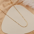 Minimalist 18K gold-plated titanium steel flat link chain necklace in bright gold - Starry Chain 40+5cm-Gold