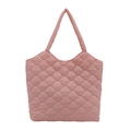 Pink quilted tote bag with a cloud-shaped pattern and soft shoulder straps for women - Light Pink