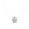 Minimalist S925 silver necklace with radiant cut zircon pendant on invisible chain - Lzn34-14k