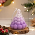 Purple gradient Christmas tree scented candle with star topper and ribbon, 12cm height - Large / Purple