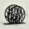 Porte-serviettes en métal noir avec motif forêt et cerf découpé de 15x12.5cm - Style Cerf Creux Rond - Noir