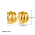 Detailed dimensions of 18K gold-plated twisted fan-shaped clip earrings with 35mm height - 18K Gold Claw Shaped Ear Clip Style (T033_1)