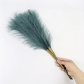 55cm artificial pampas grass in dark teal blue held by hand on white background - 53-55cm / Malachite green