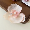 Pink orchid flower hair clip with a central pearl on a rustic wooden background - 10# Pink Light Yellow Orchid