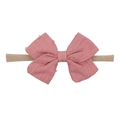 Dusty pink bow headband for babies with textured fabric and soft nylon stretch band - Dusty Pink