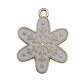 Ciondolo a fiocco di neve in lega dorata con smalto bianco per gioielli fai-da-te - Fiocco di Neve Bianco (14181) / 1 Pezzo (19x24mm) / Platino