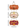Thanksgiving hanging wooden signs set with orange and burgundy tiers and hemp rope - Thanksgiving Small Banner (Style A)