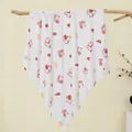Cotton newborn swaddle blanket featuring white fabric with red zodiac horse and luck motifs - Horse with Coin
