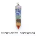 7 Chakra stone hexagonal column pendant with layered healing crystals and silver clasp - Hexagonal Column Pendant