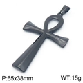 Matte black stainless steel Ankh cross pendant with vintage Egyptian amulet style - Large Ankh Pendant (KP115616-KFC)