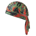 Close-up of camo cycling cap with red and green patterns and adjustable straps - Red Green Black Irregular Camouflage Style(15#)