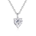 Elegant S925 sterling silver heart necklace with D color moissanite pendant - Heart-shaped Three-prong Setting (fddz-106) / White Gold